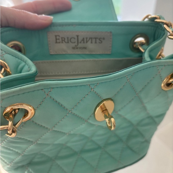 Eric Javits Sage Green Quilted Leather Chain Top Handle Bag - Picture 5 of 6
